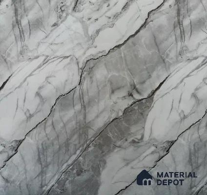 Grey Marble Look UPVC High Gloss Finish UV Marble Polygranite Sheets 8 ft x 4 ft | LM 19538 - 3 mm