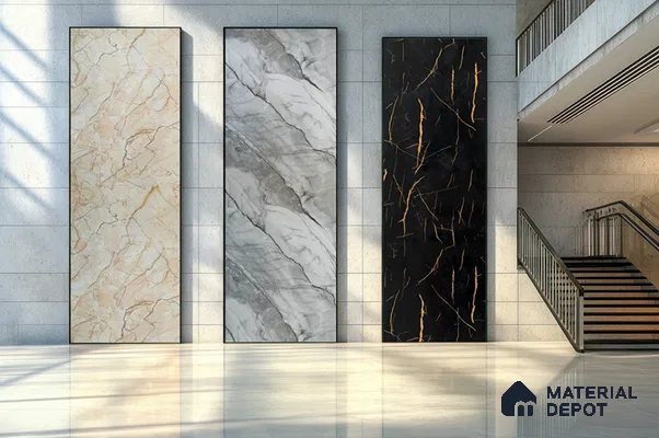 Grey Marble Look UPVC High Gloss Finish UV Marble Polygranite Sheets 8 ft x 4 ft | LM 19538 - 3 mm