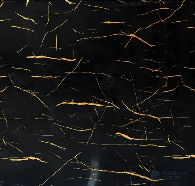 Black Marble Look UPVC High Gloss Finish UV Marble Polygranite Sheets 8 ft x 4 ft | LM 19542 - 3 mm