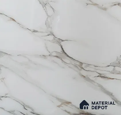 White Marble Look UPVC High Gloss Finish UV Marble Polygranite Sheets 8 ft x 4 ft | LM 19545 - 3 mm