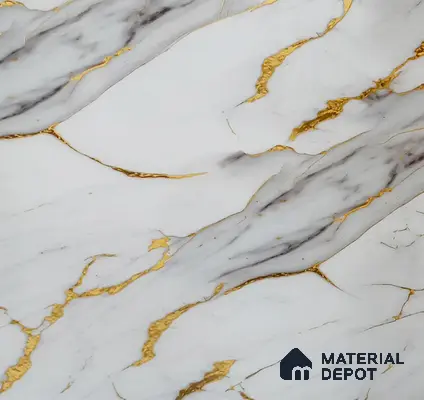 White Marble Look UPVC High Gloss Finish UV Marble Polygranite Sheets 8 ft x 4 ft | LM 19544 - 3 mm