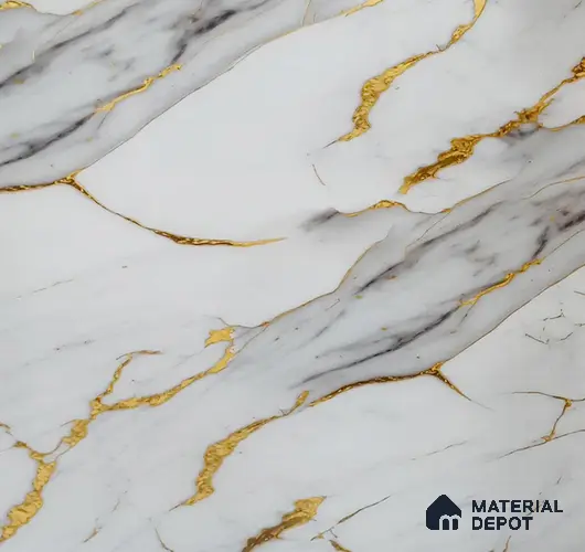 White Marble Look UPVC High Gloss Finish UV Marble Polygranite Sheets 8 ft x 4 ft | LM 19544 - 3 mm