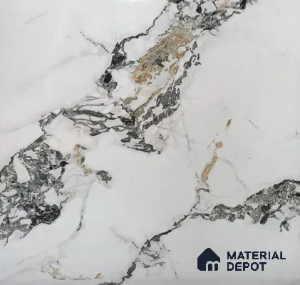 White Marble Look UPVC High Gloss Finish UV Marble Polygranite Sheets 8 ft x 4 ft | LM 19540 - 3 mm