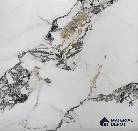 White Marble Look UPVC High Gloss Finish UV Marble Polygranite Sheets 8 ft x 4 ft | LM 19540 - 3 mm