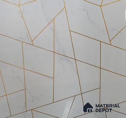 White Marble Look UPVC High Gloss Finish UV Marble Polygranite Sheets 8 ft x 4 ft | LM 19543 - 3 mm