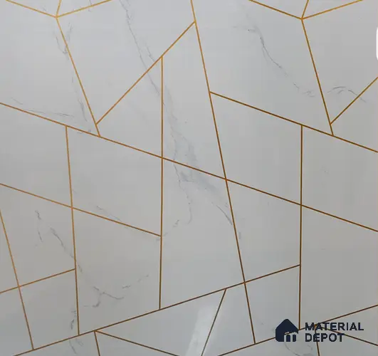 White Marble Look UPVC High Gloss Finish UV Marble Polygranite Sheets 8 ft x 4 ft | LM 19543 - 3 mm