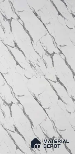 3846 SI White Marble 8 ft x 4 ft Texture Finish Decorative Laminate - 1 mm | Suitable for TV Unit, Wardrobe, Kitchen Cabinets | Matching Edgeband Code - (Rehau - 600P) | (E3 - 2522 MT)