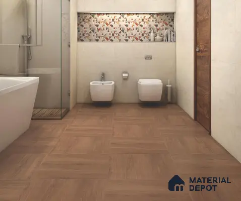 Brown Wood Floor Tile TL 06806 B Lustra Urban Dune 2 ft x 2 ft Vitrified Carving Matte Finish - 9 mm | 4 Random Design | Suitable for Living Room, Bedroom, Bathroom