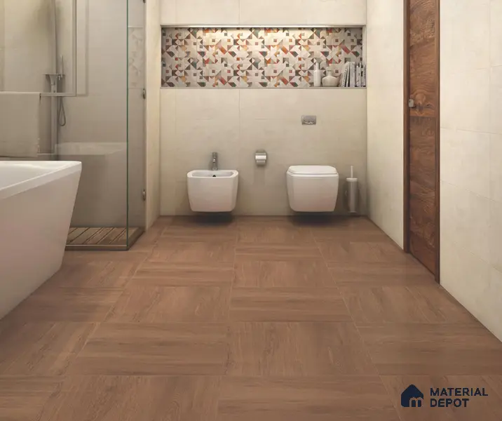 Brown Wood Floor Tile TL 06806 B Lustra Urban Dune 2 ft x 2 ft Vitrified Carving Matte Finish - 9 mm | 4 Random Design | Suitable for Living Room, Bedroom, Bathroom