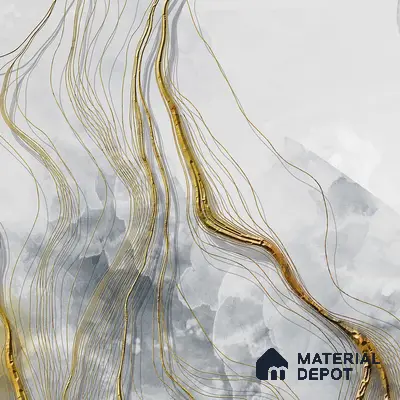 3D Look Grey & Gold Marble Canvas Paper Customised Wallpaper