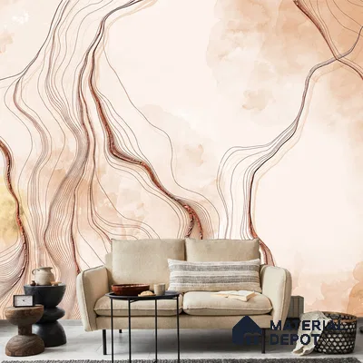 701122 - 3D Look Marble Wallpaper with Rose Gold Color Lines, Customised Indrani Series Canvas Marble Design (Customised Size Wallpaper )