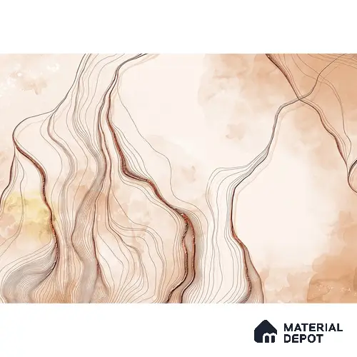701122 - 3D Look Marble Wallpaper with Rose Gold Color Lines, Customised Indrani Series Canvas Marble Design (Customised Size Wallpaper )