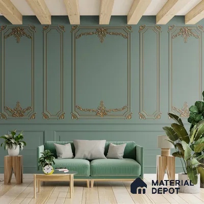 3D Moulding Decorative Room Wallpaper, Green, Customised Indrani Series Soft Feel 3D Design (Customised Size Wallpaper )