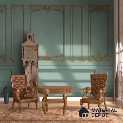 3D Moulding Decorative Room Wallpaper, Green, Customised Indrani Series Soft Feel 3D Design (Customised Size Wallpaper )