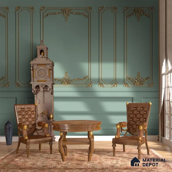 3D Moulding Decorative Room Wallpaper, Green, Customised Indrani Series Soft Feel 3D Design (Customised Size Wallpaper )