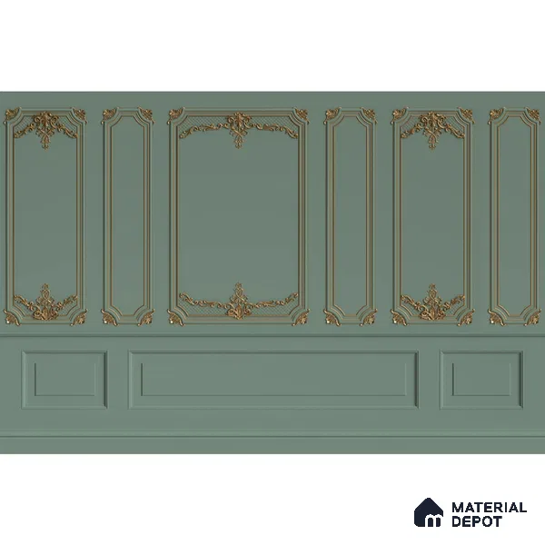 3D Moulding Decorative Room Wallpaper, Green, Customised Indrani Series Soft Feel 3D Design (Customised Size Wallpaper )