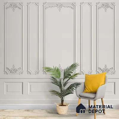 3D Moulding Design Wallpaper, Customised for Walls, Grey Indrani Series Soft Feel 3D Design (Customised Size Wallpaper )