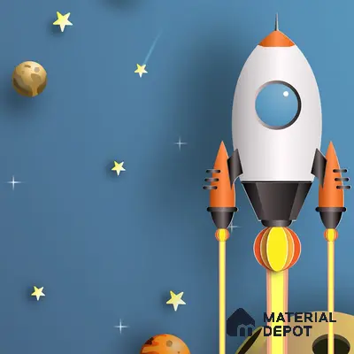 3D Space Theme Wallpaper with Solar System for Kids, Blue Sparkla N Shine Series Soft Feel Space Design (Customised Size Wallpaper)