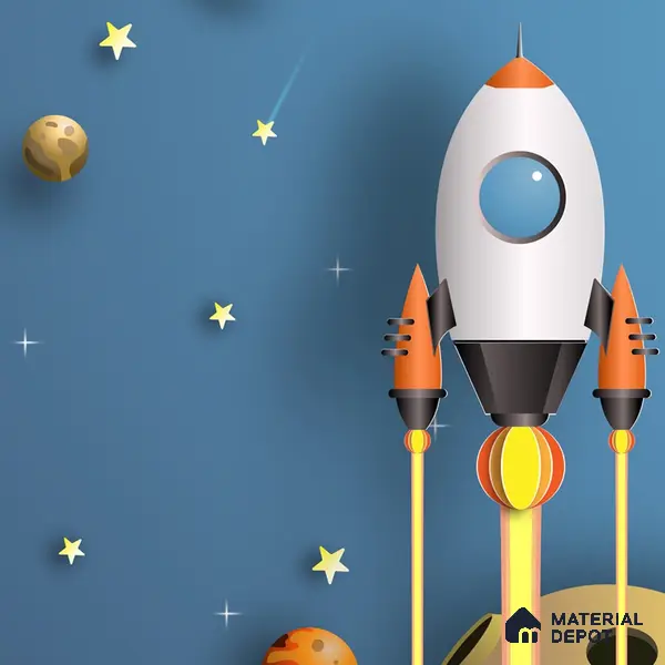 3D Space Theme Wallpaper with Solar System for Kids, Blue Sparkla N Shine Series Soft Feel Space Design (Customised Size Wallpaper)