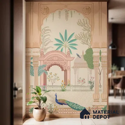 Aangan Indian Peacock Soft Feel Wallpaper