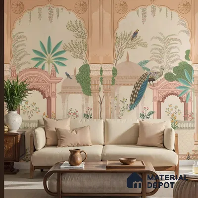 Aangan Indian Peacock Soft Feel Wallpaper
