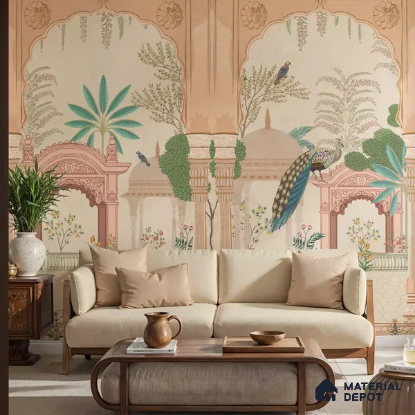 Aangan Indian Peacock Soft Feel Wallpaper