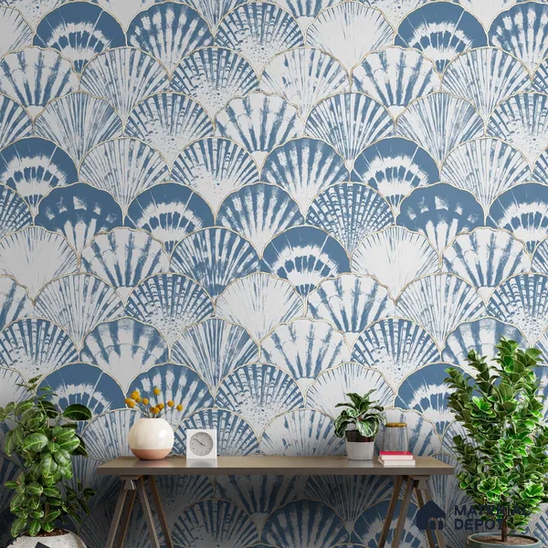 Abstract Indian Batik Print Wallpaper for Walls, Blue 10.77 Meter x 19.68 Inches Canvas Paper Type Wallpaper -57.96 Sq. Ft. | Minimum 15% wastage during installation