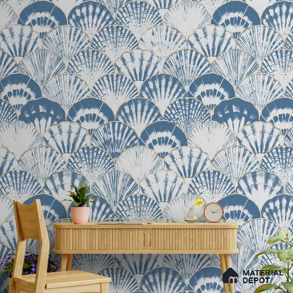 Abstract Indian Batik Print Wallpaper for Walls, Blue 10.77 Meter x 19.68 Inches Canvas Paper Type Wallpaper -57.96 Sq. Ft. | Minimum 15% wastage during installation