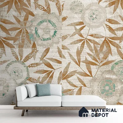 Abstract Wallpaper Pattern Using Orange Leaves Indrani Series Canvas Abstract Design (Customised Size Wallpaper )