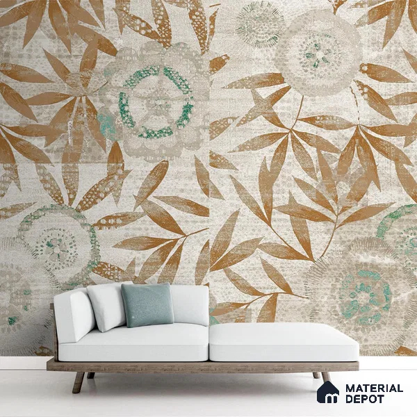 Abstract Wallpaper Pattern Using Orange Leaves Indrani Series Canvas Abstract Design (Customised Size Wallpaper )