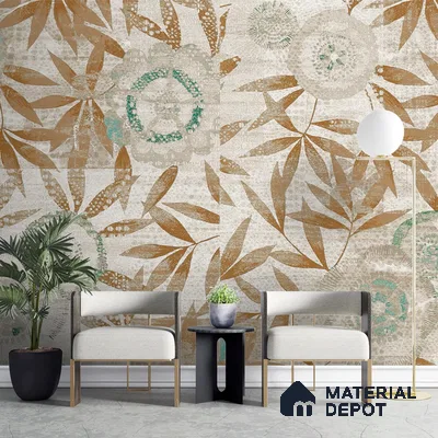 Abstract Wallpaper Pattern Using Orange Leaves Indrani Series Canvas Abstract Design (Customised Size Wallpaper )