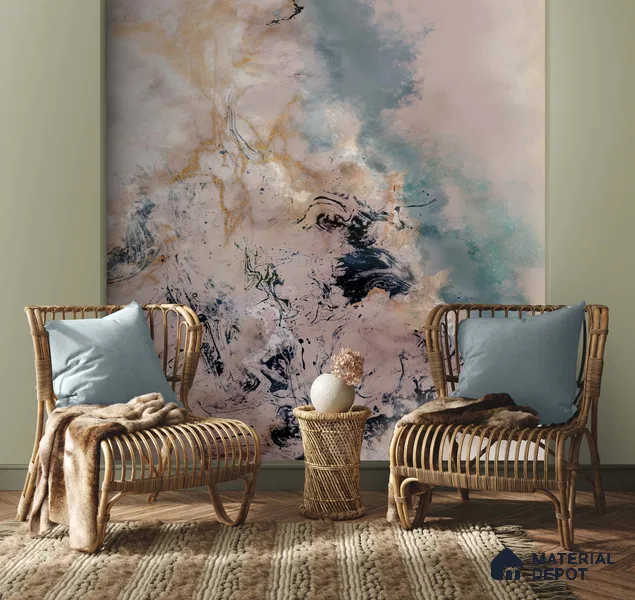 Amara, Abstract Wallpaper Design for Rooms, Customised Sukoon Series Handmade Abstract Design (Customised Size Wallpaper)