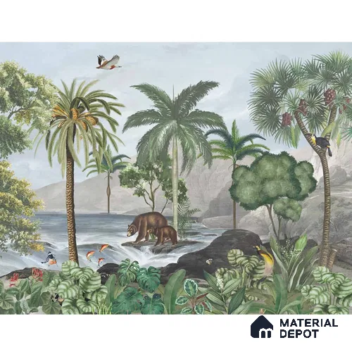 Anandvan Jungle Theme Customised Wallpaper, Green Sukoon Series Canvas Nature Design (Customised Size Wallpaper)