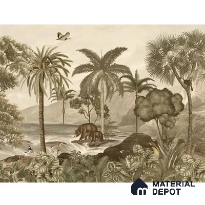 Anandvan Jungle Theme Customised Wallpaper, Sepia Sukoon Series Canvas Nature Design (Customised Size Wallpaper)
