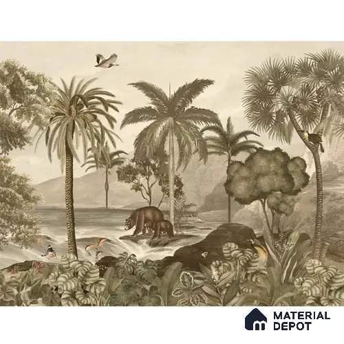 Anandvan Jungle Theme Customised Wallpaper, Sepia Sukoon Series Canvas Nature Design (Customised Size Wallpaper)