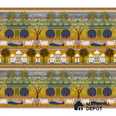 Bageecha Indian Garden Wallpaper Customised Sukoon Series Canvas Patterned Design (Customised Size Wallpaper)