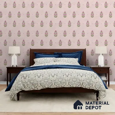 Bahara Indian Design 6 Meter x 19.68 Inches Wallpaper Roll in Pink Color