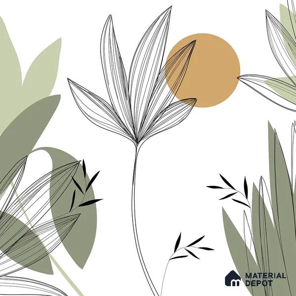 Beautiful Floral & Leaves Wallpaper Design, Customised Indrani Series Canvas Florals Design (Customised Size Wallpaper )