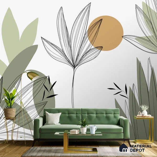 Beautiful Floral & Leaves Wallpaper Design, Customised Indrani Series Soft Feel Florals Design (Customised Size Wallpaper )