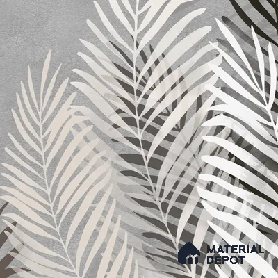 Beige and Grey Background Tropical Leaves Wallpaper, Customised Indrani Series Canvas Tropical Design (Customised Size Wallpaper )