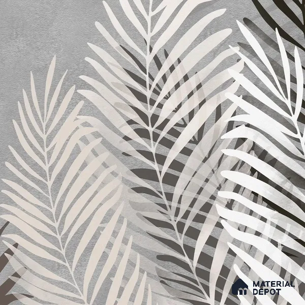 Beige and Grey Background Tropical Leaves Wallpaper, Customised Indrani Series Canvas Tropical Design (Customised Size Wallpaper )