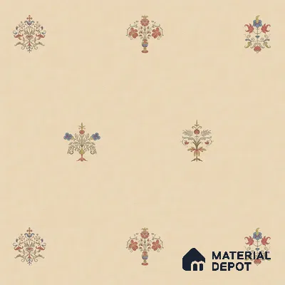 Beige Indian Motif Canvas Wallpaper
