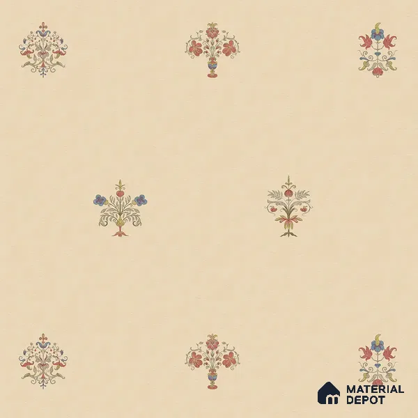 Beige Indian Motif Canvas Wallpaper