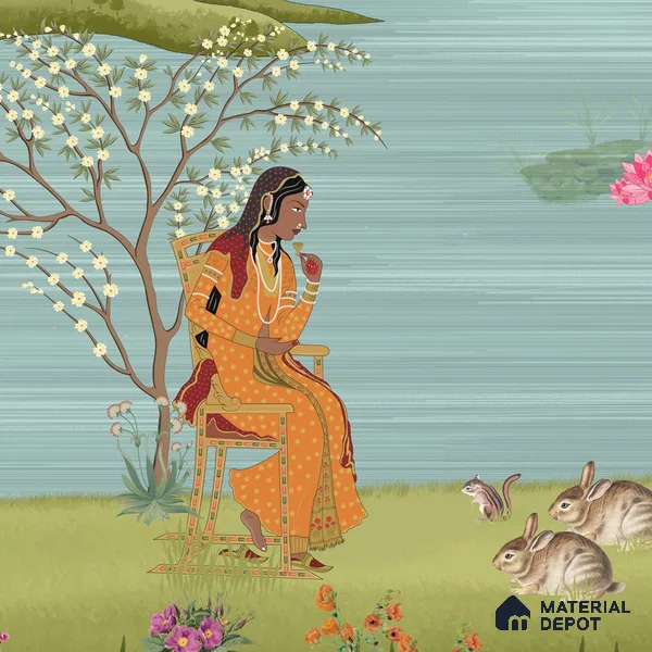 Bharat, Rich Indian Scenic Wallpaper, Customised Sukoon Series Canvas Patterned Design (Customised Size Wallpaper)
