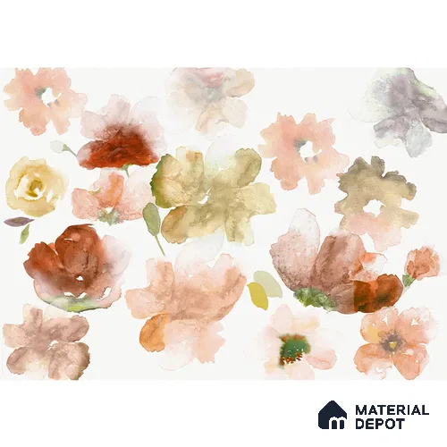 Big Flowers in Water Color Painted Style Customised Rust Color Soft Feel (Customised Wallpaper)