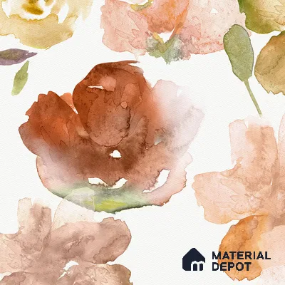 Big Flowers in Water Color Painted Style Customised Rust Color Soft Feel (Customised Wallpaper)