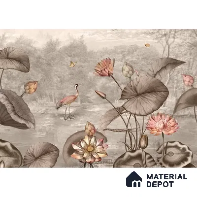 Big Lotus Leaves, Premium Indian Wallpaper Design, Customised Indrani Series Canvas Florals Design (Customised Size Wallpaper )