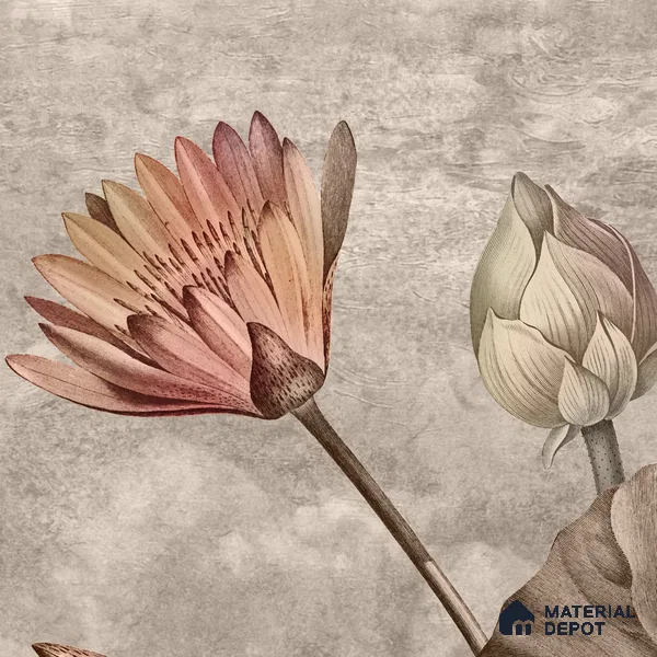 Big Lotus Leaves, Premium Indian Wallpaper Design, Customised Indrani Series Canvas Florals Design (Customised Size Wallpaper )