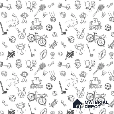 Black and White Sports Wallpaper for Kids Rooms Sparkla N Shine Series Soft Feel Patterned Design (Customised Size Wallpaper)