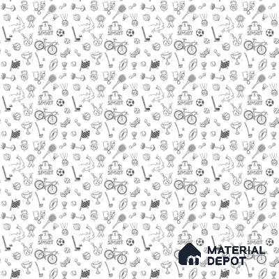 Black and White Sports Wallpaper for Kids Rooms Sparkla N Shine Series Soft Feel Patterned Design (Customised Size Wallpaper)